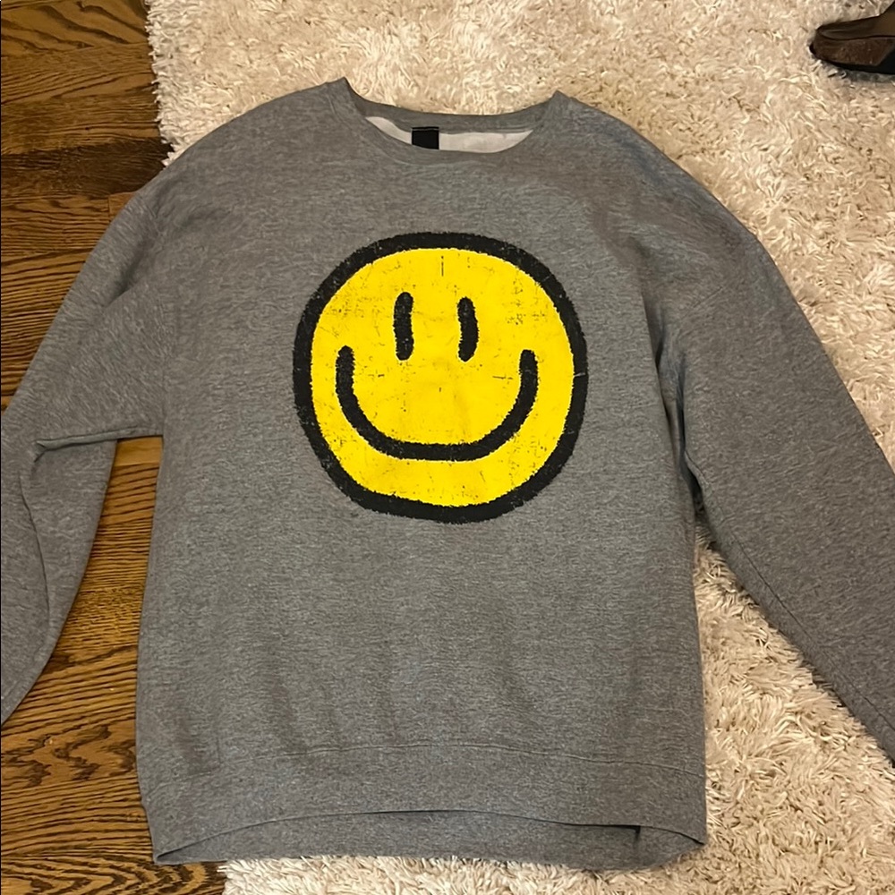 Gray Smiley Face Sweater